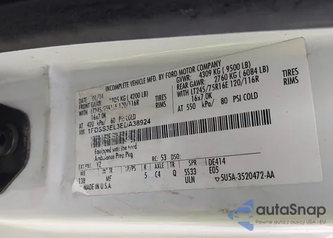 2014 Ford E-350 Super Duty Commercial from USA, damaged, VIN 1FDSS3EL3EDA38924